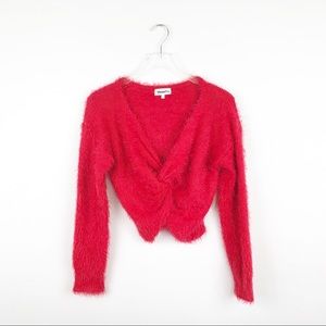 REVOLVE About Us Red Lana Twist Front Sweater M